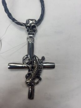 Lizard Skull Cross Necklace