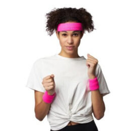 80s Sweatband Set | Neon Pink