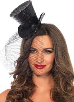 Mini Glitter Top Hat with Veil
