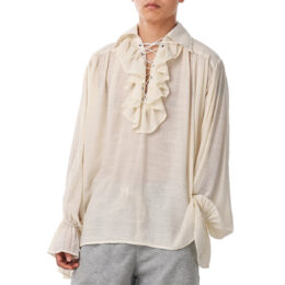 Cream Ruffled Medieval Shirt | Large