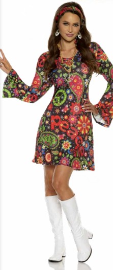 60s Peace Sign Dress | Large