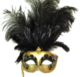 Venetian Feather Mask | Black and Gold