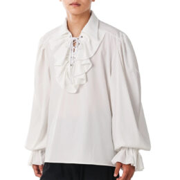 White Ruffled Medieval Shirt | XX-Large