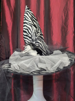 Zebra Print Witch Hat with Veil