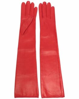 Long Satin Gloves Red