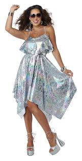 70's Disco Dress - Silver Mirror Ball | Extra Large